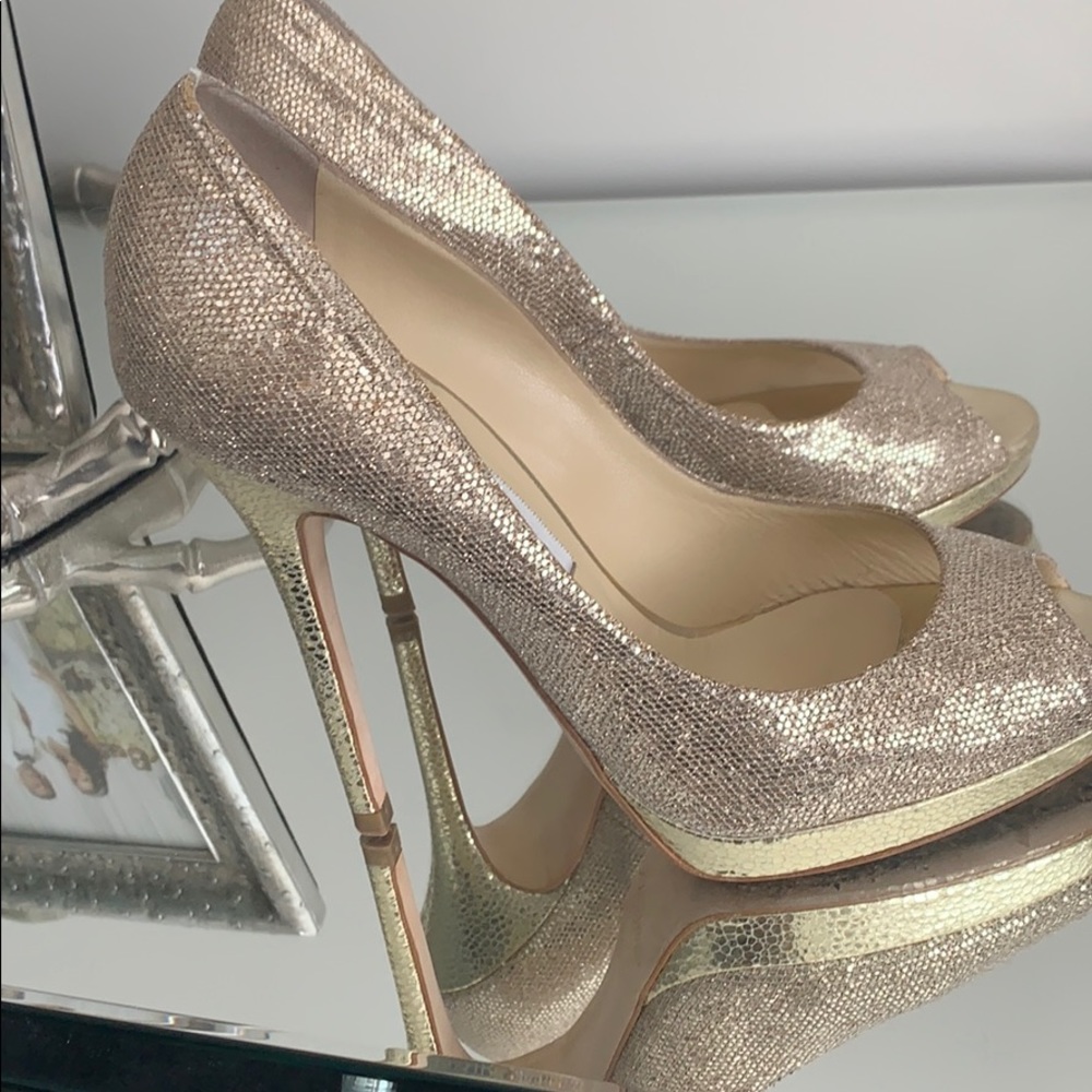 Jimmy choo gold heels glitter 120mm size 39 quiet